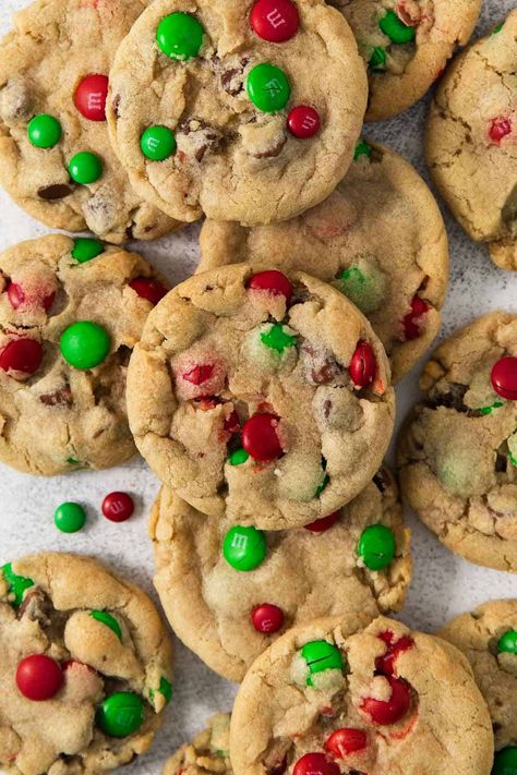 Gluten-Free M&M Cookies - Meaningful Eats Gluten Free Mnm Cookies, M&m Cookies Gluten Free, Gluten Free M And M Cookies, Gluten Free M M Cookies Recipe, Gluten Free M&m Cookies, Meaningful Eats, Easy Gluten Free Christmas Cookies, Gluten Free Desserts Holiday, Gluten Free Christmas Cookies Recipes