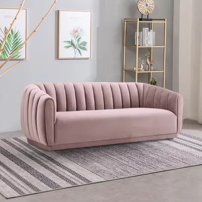 Modern Pink Velvet Upholstered Sofa 3-Seater Sofa Luxury Sofa Brown Fabric Sofa, Luxurious Lounge, Modern Fabric Sofa, Sofa Luxury, Luxury Sofa Design, Unique Sofas, Modern Minimalist Living Room, Modern Sofa Designs, Set Sofa