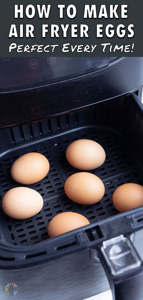 This recipe for air fryer hard-boiled eggs is a fool-proof way to get quick, easy-peel eggs that are ready in a snap. These eggs are perfect for breakfast, as well as in a variety of foods and snacks, like egg salad. Try this simple air fryer method today! Eggs In The Air Fryer, Air Fryer Hard Boiled Eggs, Creative Egg Recipes, Easy Peel Eggs, Easy Hard Boiled Eggs, Recipe For Air Fryer, Cooking Hard Boiled Eggs, Hard Boiled Egg Recipes, Cook Eggs