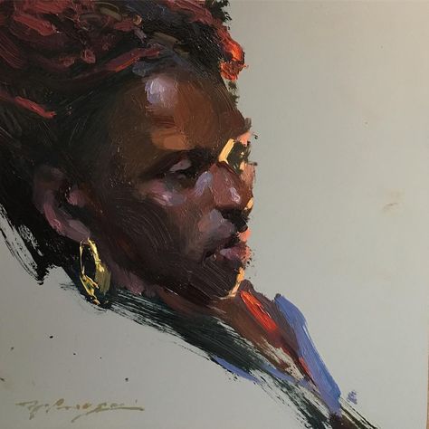 Black Skin Painting, Black Portrait Painting, Art Progression, Zorn Palette, Painting Plates, Self Portrait Painting, Abstract Portraiture, Potrait Painting, Head Study