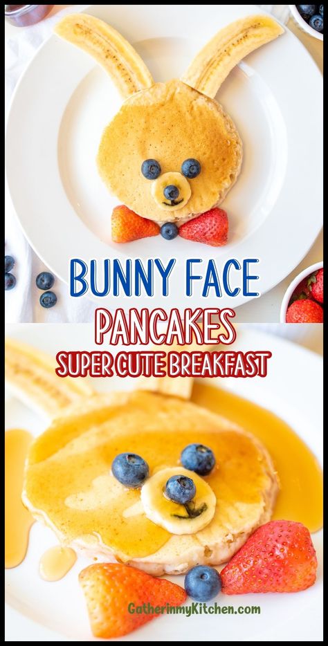 Make Easter morning unforgettable with Bunny Face Pancakes that kids will love! These pancakes are a fun, easy, and delicious way to celebrate Easter. With cute bunny faces, these pancakes are sure to be a hit at any Easter breakfast or brunch. Easter Lunch Table, Easter Pancakes, Easter Bunny Pancakes, Bunny Pancakes, Savory Cakes, Homemade Pancake Recipe, Easter Snacks, Easter Breakfast, Easter Desserts