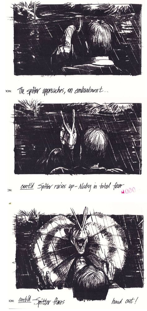 Phil Tippett-Jurassic Park storyboard art; lagoon spitter scene Jurassic Park Scenes, Storyboard Art, Jurassic Park, Art Inspo, Fan Art, Comics, Movie Posters, Art, Film Posters