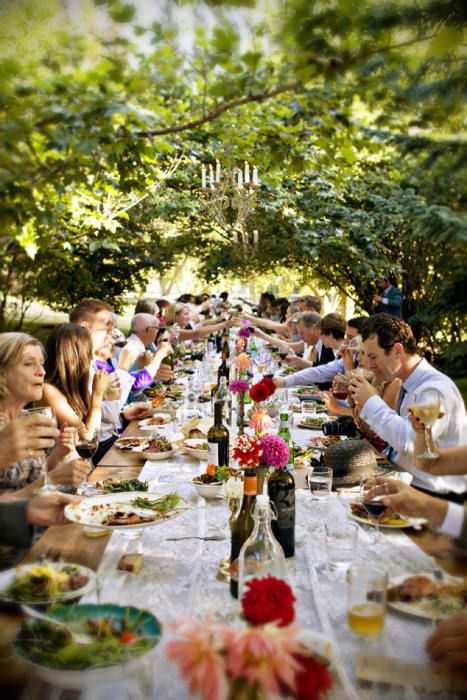 Family-Style Reception Dinner Wedding Reception Dinner, Reception Dinner, Outdoor Dinner, Long Table, Wedding Dinner, Backyard Bbq, Island Weddings, Wedding Food, Backyard Wedding