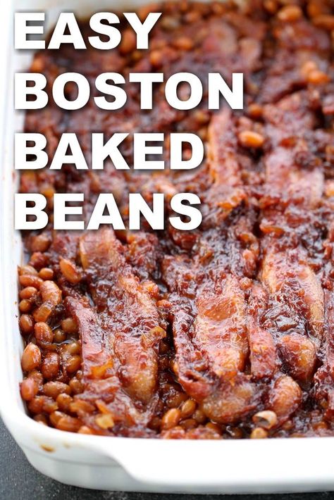 Boston Baked Beans Recipe, Pressure Cooker Baked Beans, Soaking Beans, Best Baked Beans, Baked Beans With Bacon, Bbq Baked Beans, Baked Beans Recipe, Homemade Baked Beans, Potluck Side Dishes