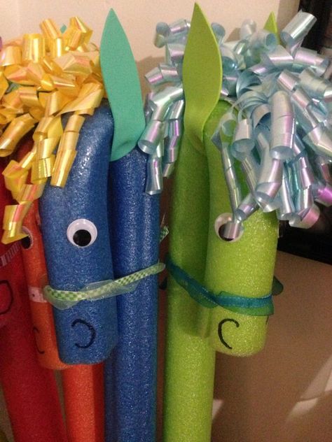 Pool Noodle Horse, Noodle Horse, Pool Noodle Crafts, Derby Ideas, Horse Birthday Parties, Horse Party, Horse Birthday, Cowgirl Birthday, Cowboy Birthday