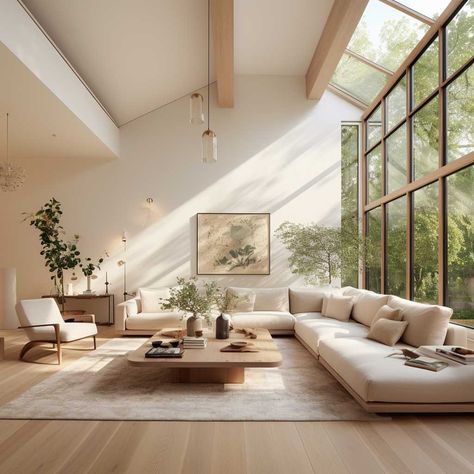 Muji Style Living Room, Long Living Room Layout, Long Living Room, Interior Boho, Japandi Living, Minimalist Living Room Design, Interior Design Per La Casa, Japandi Interior, Interior Minimalista