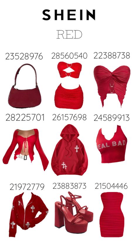 #sheincodes #shein #red #clothes Different Types Of Clothes, Dope Fashion Outfits, Types Of Clothes, Shein Fits, Red Clothes, Latina Fashion Outfits, Shein Outfits, Looks Party, Clothes And Shoes