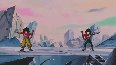 anime channel frederator goku vegeta dragon ball gt Goku Vegeta Fusion, Dragonball Z Wallpaper, Dbz Gif, Fusion Dance, Dbz Vegeta, Z Wallpaper, Super Saiyan God, Dbz Art, Dancing Gif