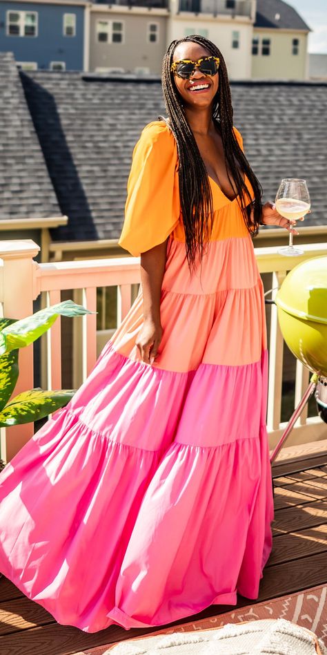 Ombre Dress - Spring Outfit Idea - Orange Dresses #springstyle Orange Dress Outfit Wedding, Orange Dress Casual, Orange Dress Outfit, Spring Outfits Ideas, 2021 Outfits, Layered Outfit, Simple Spring Outfits, Hair Orange, Outfit Baddie