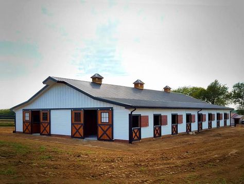 Grand Sierra Equine Facility in KY | Barn Pros Equine Stables, Dream Barn Stables, Equine Barns, Prefab Barns, Barn House Kits, Diy Horse Barn, Horse Barn Ideas Stables, Barn Stalls, Horse Barn Designs