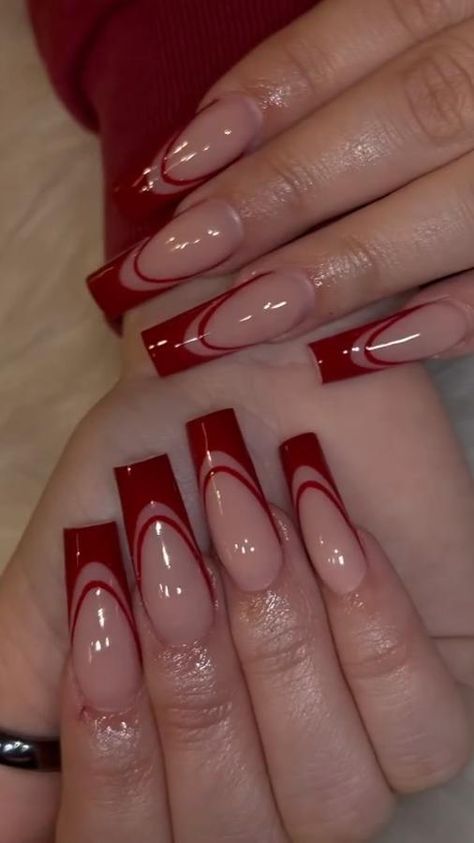 Red Acrylic Nails, Girly Acrylic Nails, Simple Acrylic Nails, Long Acrylic Nails Coffin, Nails Diy, Diy Spring, Acrylic Nails Coffin Short, Square Acrylic Nails, Xmas Nails