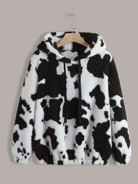 Cow Hoodie, Plus Size Sweatshirts, Flannel Hoodie, Fur Hood Jacket, Casual Vest, Cow Pattern, Warm Coat, Cow Print, Casual Jacket