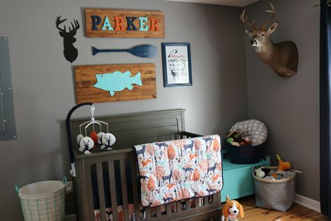 Hunting and Fishing nursery! Hunting And Fishing Nursery, Fish Nursery Decor, Fishing Nursery, Hunting And Fishing, Vintage Pins, Nursery Decor, Hunting, Fishing, Nursery