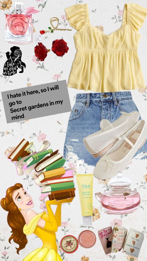 Modern Day Belle #disney #beautyandthebeast #disneybound Belle Inspired Outfits Casual, Belle Disney Bound, Belle Disney Outfit, Disney Bounding Belle, Belle Outfit Ideas Disney, Up Disneybound, Disneybound Outfits Casual, Disney Character Inspired Outfits, Disney Outfits Disneybound