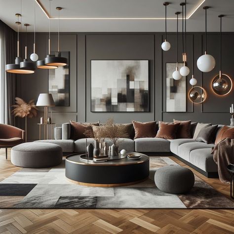 15 Modern Grey and Brown Living Room Ideas for Elegance — Lord Decor Gray Sofa Living, Grey And Brown Living Room, Apple Pin, Grey Sofa Living Room, Brown Leather Couch, Grey Couch Living Room, Brown Furniture, Urban Oasis, Brown Living Room