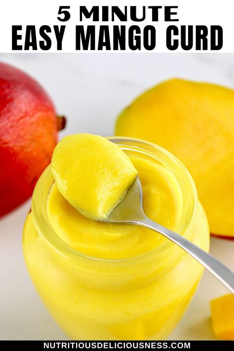 This 5 Minute Mango Curd is a sweet, tangy and silky-smooth spread, perfect for adding a tropical touch to any dessert. Made with fresh, juicy mango, it's ideal for baking, spreading on toast, or even giving as a delicious homemade gift. Curd Desserts, Mango Curd, Mango Tart, Mango Smoothie Bowl, Nutritious Desserts, Cake Filling Recipes, Curd Recipe, Mango Flavor, Low Carb Vegetarian