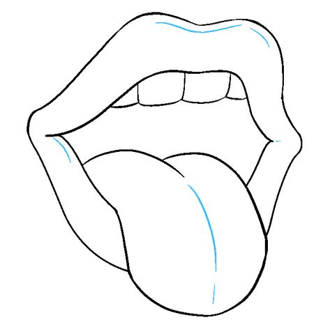 How to Draw Mouth and Tongue: Step 9 Draw A Mouth, Easy Pencil Drawings, Easy Flower Drawings, Trippy Drawings, Easy Drawings For Beginners, Mouth Drawing, Easy Drawing Tutorial, Pencil Drawings Easy, Lips Drawing