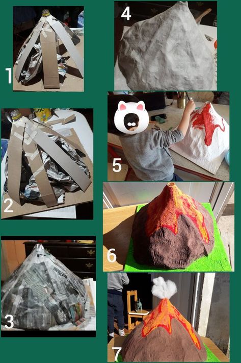 Vulcano Diy For Kids, Diy Volcano Project Kids, Volcano Model Project, Volcano Diy, Volcano Project For Kids, Diy Volcano Projects, Paper Mache Volcano, Diy Volcano, Volcano Project