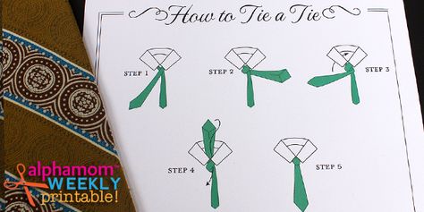 How To Tie a Tie Printable Tutorial Card for Dads and Grads | Alphamom - include this free printable with a tie! Printables Freebies, Dad Cards, Printable Cards, Creative Gifts, Kids Playing, Family Fun, Free Printables, Fathers Day, Gifts