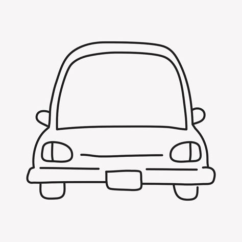 Front Of A Car Drawing, Cute Car Doodles, Cartoon Cars Drawing Simple, Back Of A Car Drawing, Back Of Car Drawing, Cute Car Drawings, Chicago Doodles, Car Drawing Simple, Doodle Cars