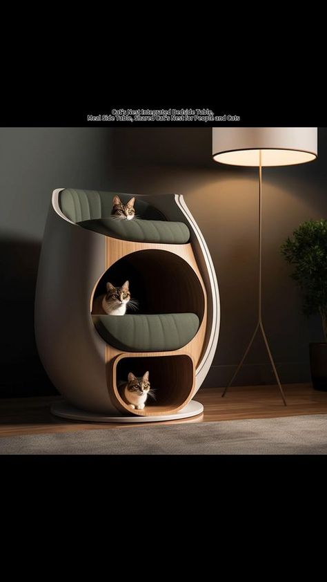 Cat House Apartment Cave Modern Cat Furniture Table Luxury Cat Bed Pet Furniture Futuristic Room, Luxury Cat Bed, Modern Cat Furniture, Cat Fun, Cat House Diy, Luxury Cat, Wood Projects That Sell, House Apartment, Cat Beds