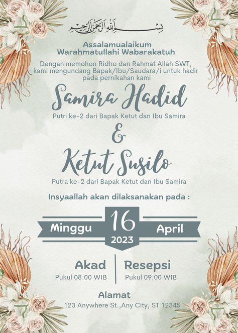 Edit dan download template di canva Template Undangan, Undangan Digital, Printable Invitation Templates, Engagement Ceremony, Fun Birthday Party, Cat Air, Printed Invitations, Birthday Fun, Printable Invitations