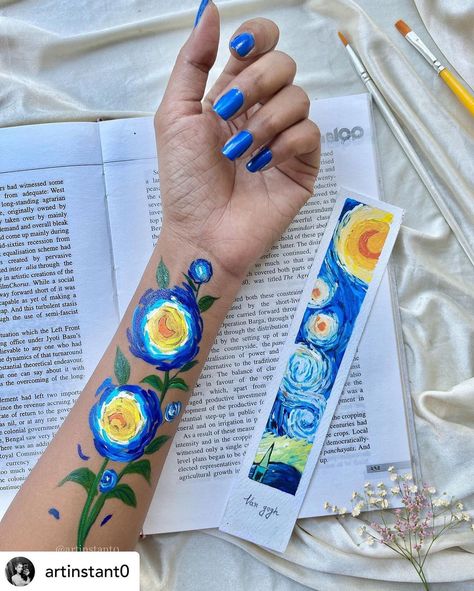 Amazing Starry Nights ✨🌙💙 (@amazingstarrynights) • Fotos y vídeos de Instagram Van Gogh Tattoo, Distortion Art, Arm Painting, Leg Painting, Skin Paint, Artsy Photography, Starry Night Painting, Arte Van Gogh, Dreamy Photography