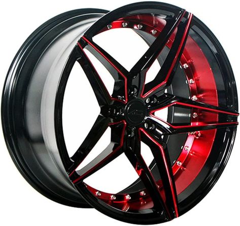 AC Wheels AC01 | Staggered 20 Inch Rims Fits Most Sedans, Coupes, and SUVs - Concave Rim Wheel [HIGH-QUALITY BUILD]: Made of durable aluminum, this set of 4 staggered AC Wheels AC01 rims not only enhances the appearance of your car but is also designed to last. Each rim has a clean gloss black red inner finish which gives it a classy, aggressive look and helps reduce the appearance of dirt, dust, and debris. [LUXURIOUS DESIGN]: Upgrade the look and presence of your car with these intricately Coupe, 20 Inch Rims, Rims For Sale, Chrome Rims, Car Wheels Rims, Wheel And Tire Packages, Rims For Cars, Black Rims, Aftermarket Wheels