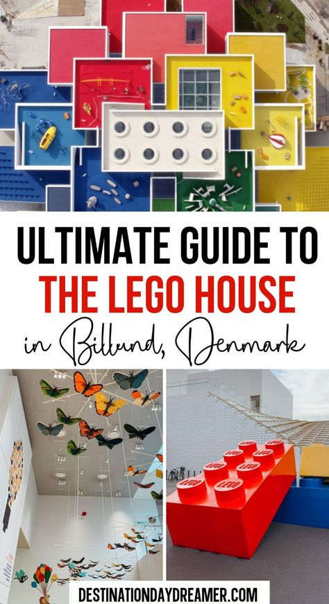 Overhead view of building made of large colorful squares with words written overtop ' Ultimate Guide to The Lego House in Billund Denmark' Legoland Denmark, Billund Denmark, Top Countries To Visit, Copenhagen Denmark Travel, Lego Hotel, Museum Experience, Visit Denmark, Denmark Copenhagen, Copenhagen Travel