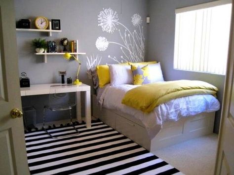 Teen Bedroom Colors, Boys Cape, Small Teen Bedroom, Bedroom Arrangement, Rooms Ideas, Small Bedroom Designs, Cute Bedroom Ideas, Yellow Bedroom