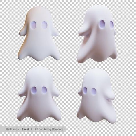 Halloween 3d Art, Halloween Elements, 3d Ghost Wallpaper, 3d Elements, 3d Ghost Craft, Halloween 3d Illustration, Ghost Figurines, Ghost Games, Halloween 3d