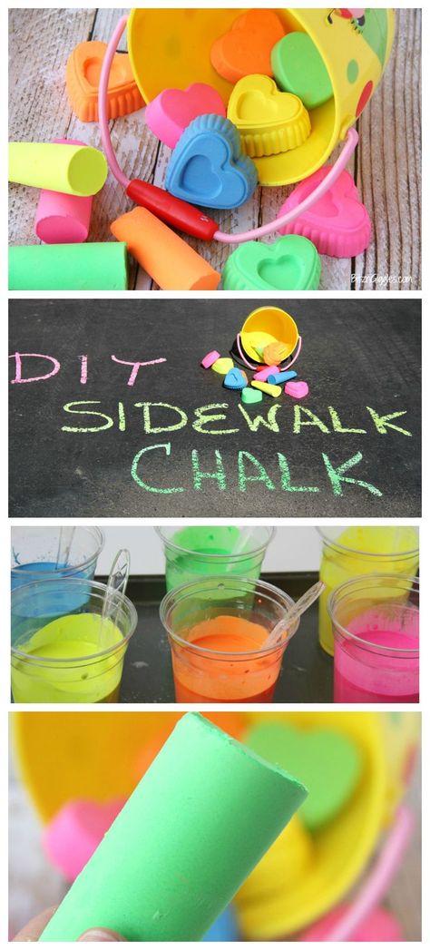 DIY Scented Sidewalk Chalk - Super easy to make and draws better and more vibrant than even store-bought chalk! #EarlyMemories Chalk Writing, Diy Scent, Diy Chalk, Sidewalk Chalk, Fun Activities For Kids, Craft Activities For Kids, Summer Crafts, Crafts To Do, Craft Activities