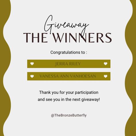 Time to announce The Giveaway Winners!! 📣 #giveawaywinner #giveawaywinnerannounced #shoplocal #shopboutiques #thebronzebutterfly Giveaway Winner Announcement Instagram, Giveaway Winner Announcement, Giveaway Announcement, Giveaways Ideas, Winner Announcement, Business Flyers, Giveaway Winner, Instagram Time, Arbonne