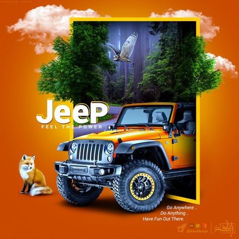 Jeep Poster Design, Creative Car Ads Design, Car Advertising Design Creative, Car Social Media Design, Car Creative Ads, Jeep Advertising, Jeep Poster, Car Advertising Design, Jeep Car