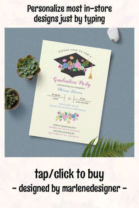 Seniority Party, Graduation Ideas High School, Fiesta Graduation Party Ideas, High School Grad Party Ideas Decoration, Grad Invite Ideas, Colorful Graduation Party, Graduation Invitation Ideas, Senior Sunset, Pink Graduation Party