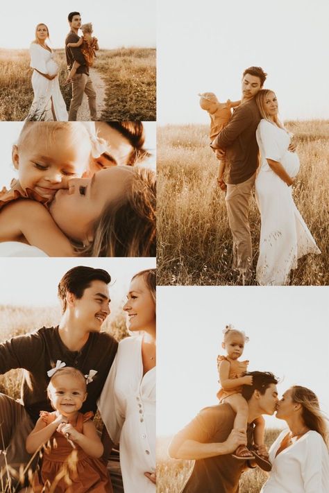 Family Photo Shoot Pregnant, Maternity Photoshoot Poses Family, Simple Maternity Shoot Family, Fall Inspired Maternity Photos, Family Of 3 Photoshoot Maternity, Evening Maternity Photos, Woods Maternity Shoot Family, Family Pictures With Pregnant Mom, Family Photos Pregnant Mom