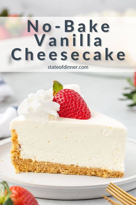 Looking for a quick and easy dessert? Try our No-Bake Vanilla Cheesecake recipe! With its smooth and creamy filling, buttery graham cracker crust, and rich vanilla flavor, it's the perfect treat for any occasion. Whether you're a beginner or a seasoned baker, this recipe is sure to impress. Cheesecake Recipes Easy Homemade, Vanilla Cheesecake Recipes, Best No Bake Cheesecake, No Bake Vanilla Cheesecake, Gluten Free Chocolate Recipes, Vanilla Bean Cheesecake, Easy No Bake Cheesecake, Vanilla Cheesecake, Homemade Cheesecake