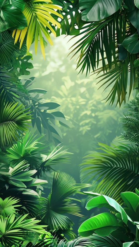 Tropical forest vegetation outdoors. | Premium Photo - rawpixel Jungle Safari Wallpaper, Tela, Tropical Forest Illustration, Jungle Theme Background, Jungle Wallpaper Iphone, Jungle Flyer, Leaves Iphone Wallpaper, Rainforest Background, Wallpaper Fern