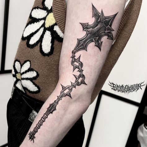 Witch King Mace Tattoo, Which King Of Angmar, Witch King Flail Tattoo, Moonlight Greatsword Tattoo, Ringwraith Tattoo, Flail Tattoo American Traditional, Witch King Of Angmar Tattoo, Witch King Tattoo, Morningstar Tattoo