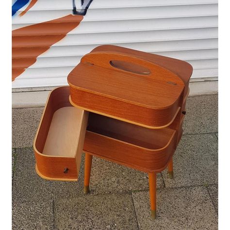 Mid-Century Danish Teak Sewing Cabinet, 1960s, in Very Good conditions.  Designed 1960 to 1969 Mid Century Hotel Room, Japanese Style Furniture, Product Visualization, Midcentury Modern Furniture, Mid Century Cabinets, 1950s Interior Design, 50s Furniture, Vintage Apartment Decor, 50s Interior