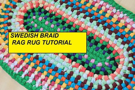 Braided Rag Rug Tutorial, No Sew Rag Rug, Swedish Braid, Braided Rag Rug Diy, Diy Rag Rug, Toothbrush Rug, Rag Rug Diy, Homemade Rugs, Diy Rugs