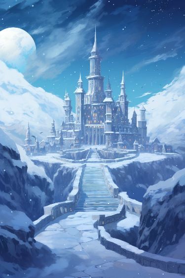 Snow Castle Fantasy Art, Snowy Castle Aesthetic, Ice Castle Fantasy Art, Fantasy Ice Castle, Lemurian Starseed, Castle In Snow, Snowy Kingdom, Snowy Castle, Cryptid Academia