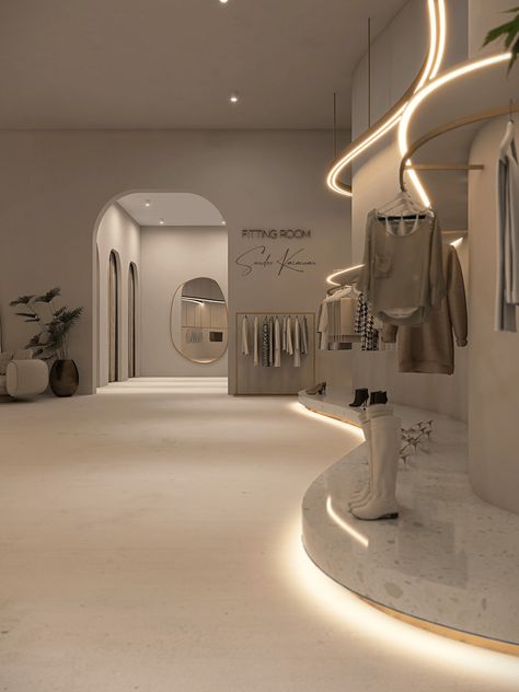 Paradise (clothing store) :: Behance Fashion Designer Store Interiors, Shopping Store Design, Luxury Retail Design, Cute Clothing Store Interior, Sunbed Shop Interior, Clothes Store Ideas, Beauty Store Design, Retail Store Design Boutiques, Fashion Designer Office