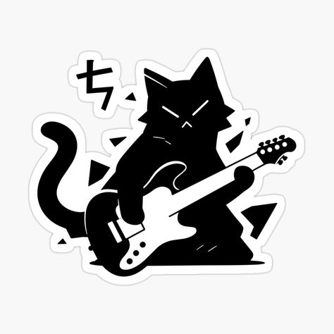 Get my art printed on awesome products. Support me at Redbubble #RBandME: https://www.redbubble.com/i/sticker/Cat-rocker-metal-cat-Cats-Like-Metal-by-DioSo/151691937.EJUG5?asc=u Silly Black Cat Drawing, Metal Pfp, Silly Doodles, Metal Cat, Cat Doodle, A Black Cat, Cat Icon, Cute Doodle Art, Cat Posters