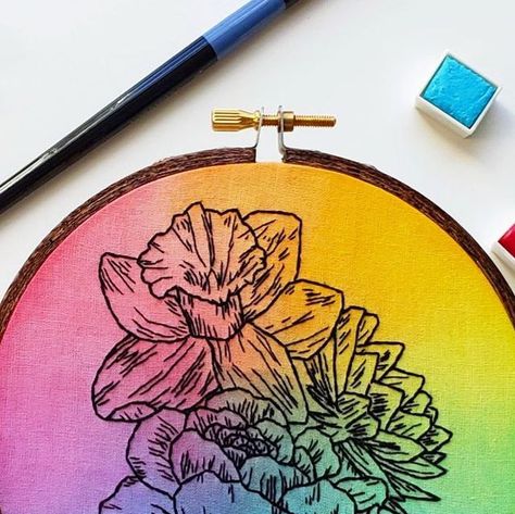 Cass Keller on Instagram: "Daffodil, dahlia, and peony! Happy Tuesday, my dudes! How’s the New Year treating you?! Anything good happen yet?! 😂 i have exciting news about these hoops in my stories today! Check it out around 10 PST 😘
.
.
.
.
Check out my shop! Link in bio🥰
.
.
.

#colorful #colors #fallvibes #springvibes #floral #floralsyourway #floralart #flowerart #flowersofinstagram  #pnw #pnwartist #oregon #washingtonstate #seattle #portland  #embroidery #embroidered #handstitched #handembroidery #modernembroidery #handmade #hoopart #fiberart #broderie #bordado #bordadoamano #watercolorpainting #handmadegifts #artwork #watercolor" Artwork Watercolor, Modern Embroidery, Spring Vibes, Happy Tuesday, Hoop Art, Exciting News, Daffodils, Fall Vibes, Treat Yourself