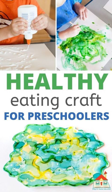 Healthy Food Vs Unhealthy Food Preschool, Kitchen Art And Craft For Preschool, Taste Art Preschool, Healthy Eating Sensory Bin, Healthy Eating Activity For Preschoolers, Healthy Food Painting, Prek Food Activities, 5 Food Groups Activities, Healthy Food Theme Preschool