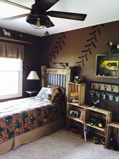 Tractor Bedroom Decor, Toddler Tractor Bedroom, John Deere Room Ideas Kids, John Deer Bedrooms, Tractor Boys Bedroom, Tractor Boy Room, Tractor Kids Room, Toddler Tractor Room, Tractor Toddler Room