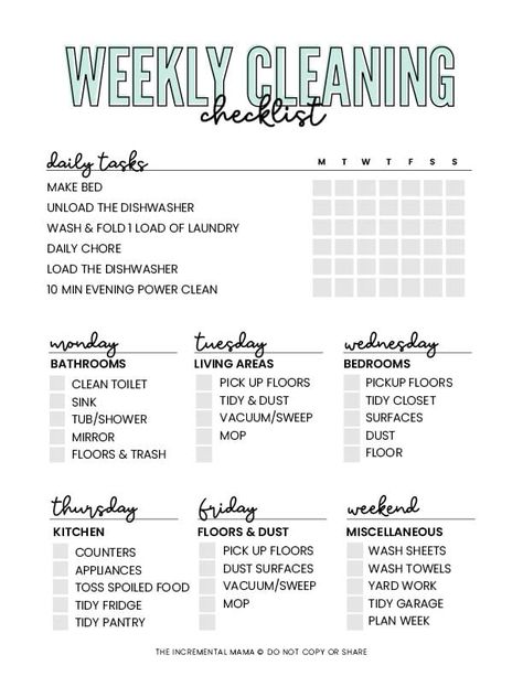 Free Weekly Cleaning Schedule & Checklist Printable House Work Schedule Daily Routines, Monthly Deep Cleaning Schedule Free Printable, Weekly Family Cleaning Chart, Printable House Cleaning Checklist, Adult Cleaning Schedule, Organisation, Weekly Room Cleaning Checklist, Home Cleaning Checklist Free Printable, Weekly Cleaning Schedule Uk