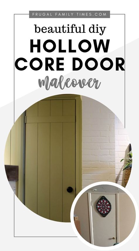 Update ugly doors using this affordable, easy, and beautiful DIY Hollow Core Door Makeover Tutorial. This step-by-step guide will help you transform your space for under $50. Affordable home decoration hacks to help you create your dream home. | Frugal Family Times | #diyprojects #doors #doormakeover #farmhousedecor #cottagedecor Ugly Door Makeover, Hollow Core Door Makeover Diy, Hollow Core Door Makeover, Hidden Tv Cabinet, Hollow Core Door, Door Update, Decoration Hacks, Rustic Outdoor Decor, Hollow Core Doors