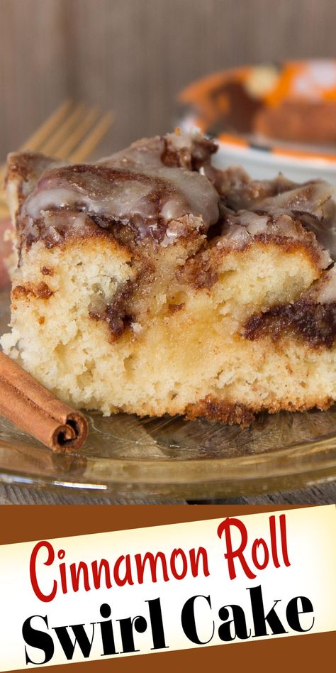 Cinnamon Roll Swirl Cake tastes like a homemade cinnamon bun without all the work. A great coffee cake recipe! Cinnamon Roll Swirl Cake, Cinnamon Swirl Coffee Cake, Cinnamon Swirl Cake, Magic Cookie Bar Recipe, Cinnamon Coffee Cake, Swirl Cake, Coffee Cake Recipe, Cinnamon Cake, Cinnamon Roll Cake